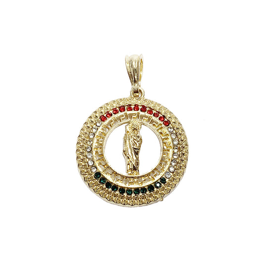 Gold Plated San Judas Tadeo Pendant Charm with CZ | Wholesale Jewelry