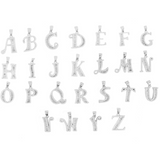 925 Sterling Silver Alphabet Pendant A-Z