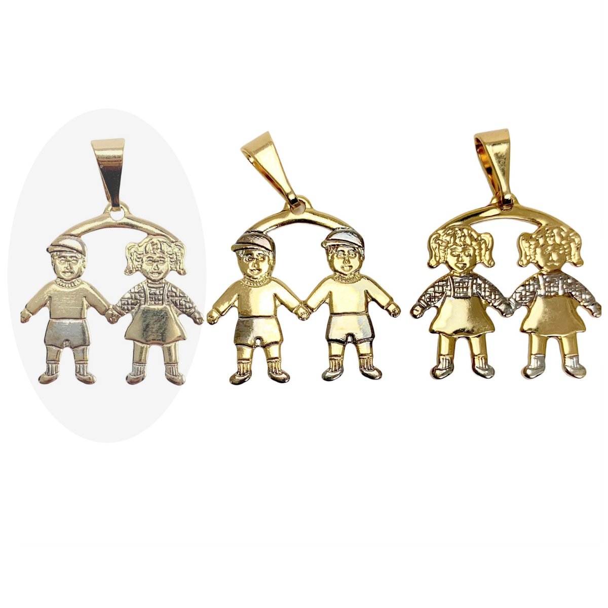 2 Combination - Boys and Girls Pendant - Kids Pendants Gold Plated | Wholesale Jewelry