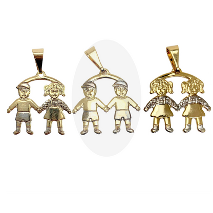 2 Combination - Boys and Girls Pendant - Kids Pendants Gold Plated | Wholesale Jewelry