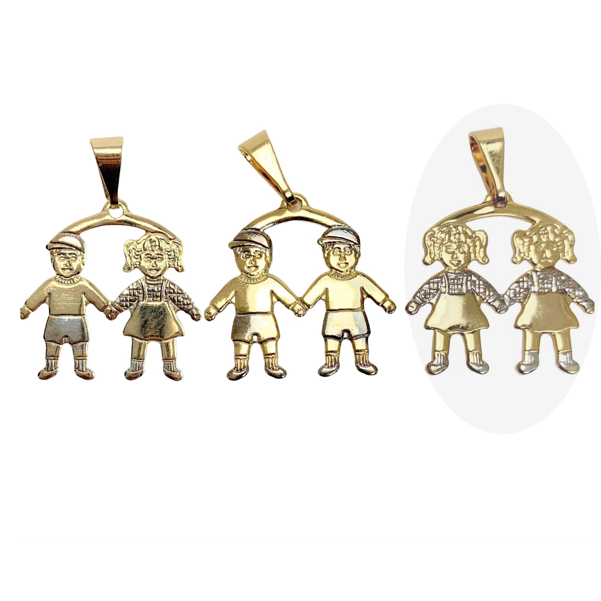 2 Combination - Boys and Girls Pendant - Kids Pendants Gold Plated | Wholesale Jewelry