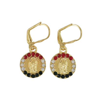 Gold Plated Virgin Mary Dangly Earrings | Wholesale Jewelry