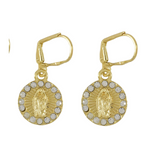 Gold Plated Virgin Mary Dangly Earrings