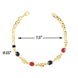 Gold Plated Elephant with Red and Black Beads Bracelet for Ladies